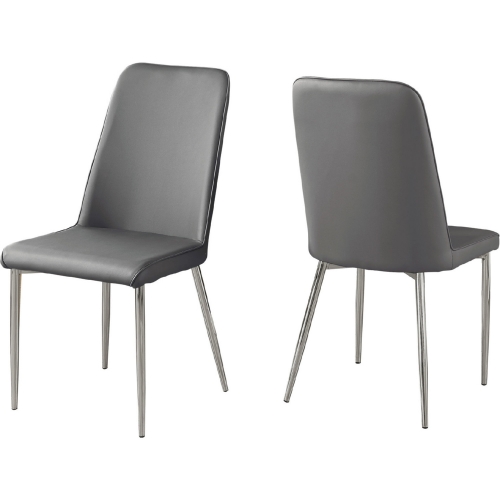 Dining Chair in Grey Leatherette on Chrome (Set of 2)